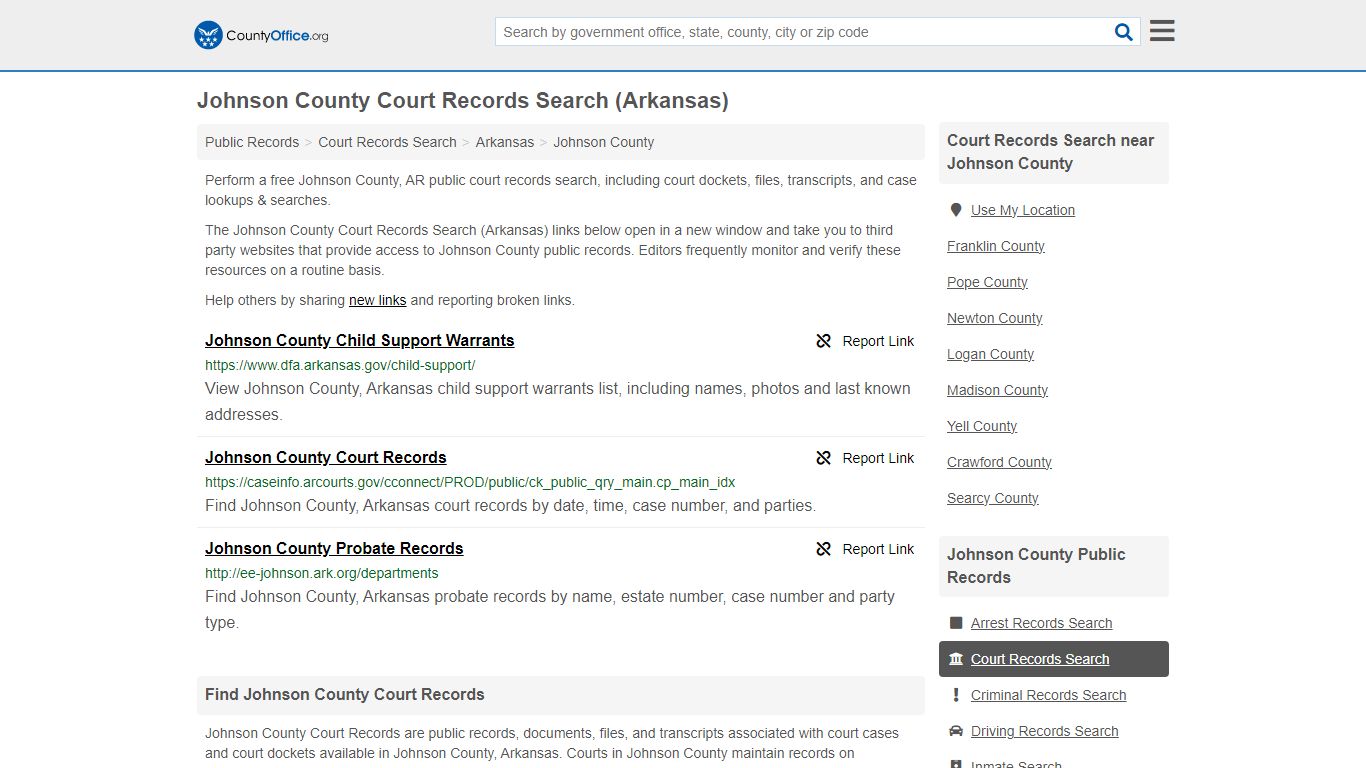 Johnson County Court Records Search (Arkansas) - County Office